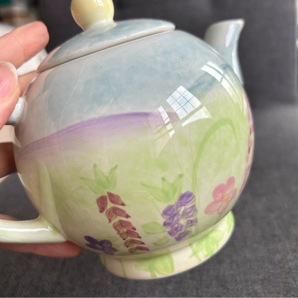 Colorful Floral Teapot, Blue, Green, Pink Pastels, 16 oz - Picture 13 of 16